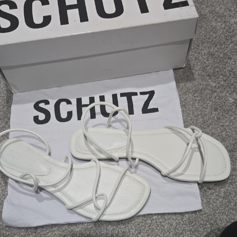 SCHUTZ White Strappy Sandals
